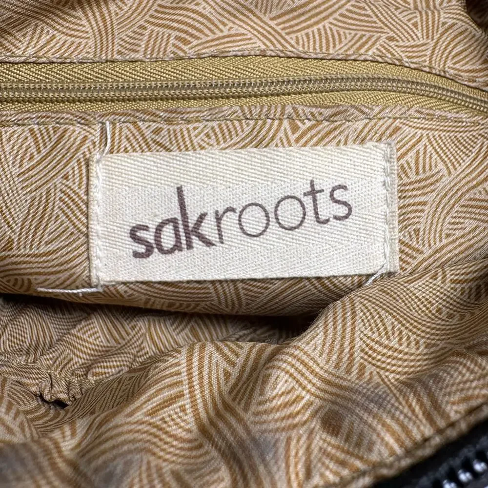 Sakroots Black Silver Peace Crossbody Organizer Bag Triple Zip Adjustable Strap
